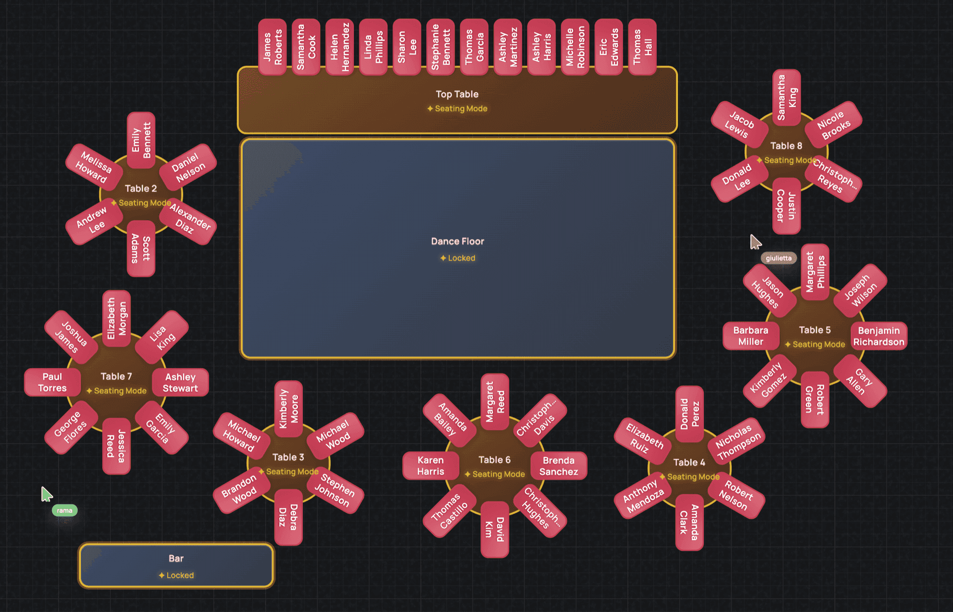Real-time collaboration on seating arrangements in SeatPlan.io